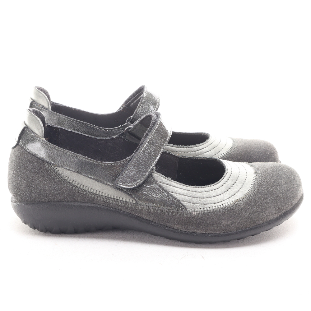 Naot Kirei Suede Leather Mary Jane Flats Loafer Sneaker Women EU 37 Gray/Black - Picture 3 of 15